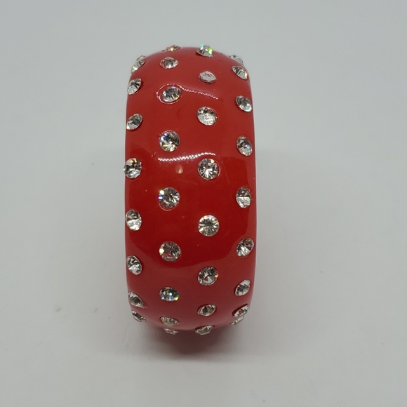 Red Celluloid Bangle Rhinestones - Picture 4 of 4